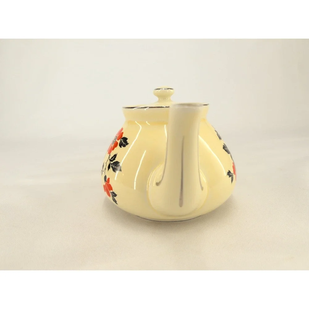 Hall Teapot Yellow Red Poppy Vintage Superior Quality Kitchenware Made in USA